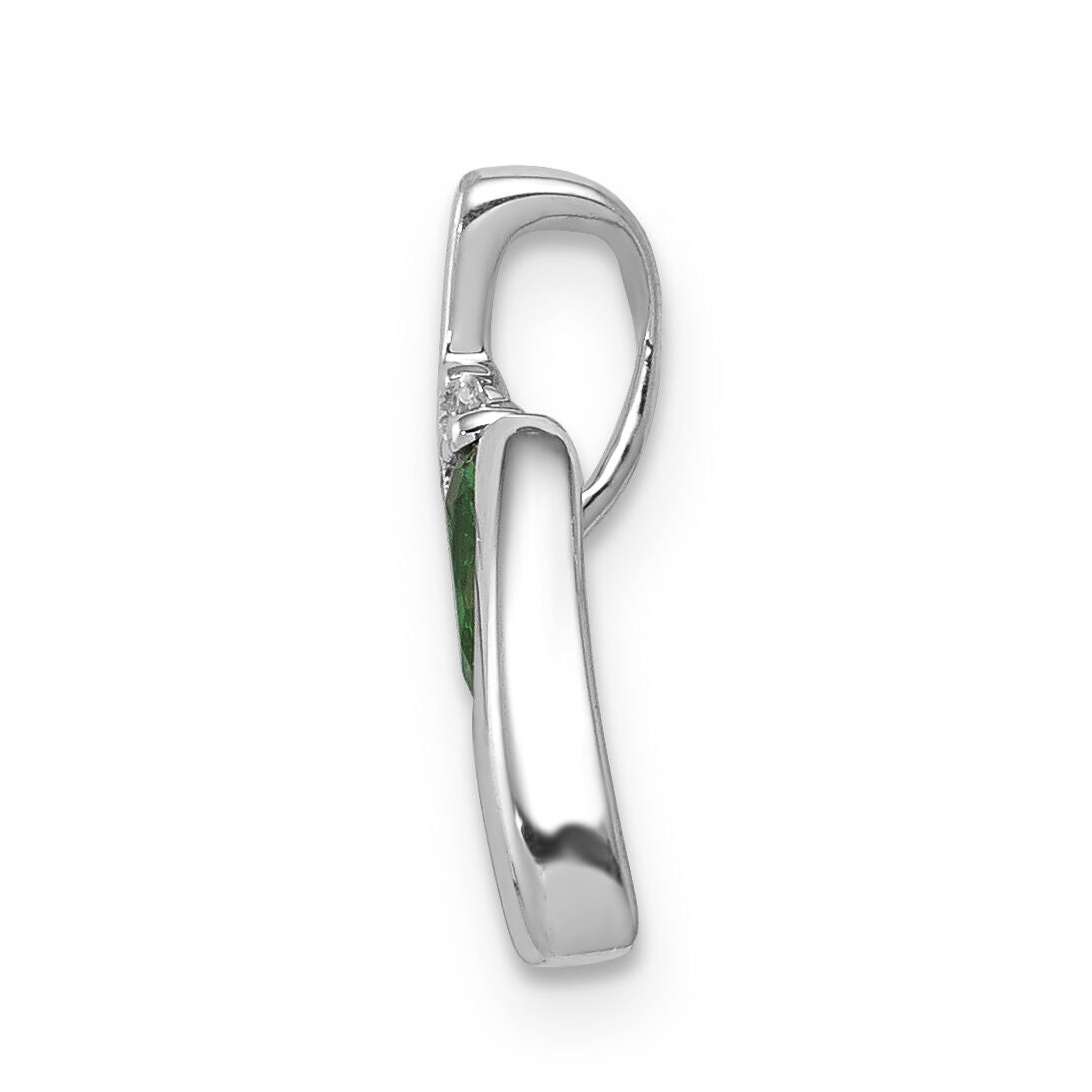14k White Gold Fancy Diamond and Emerald Pendant-PM5262-EM-001-WA