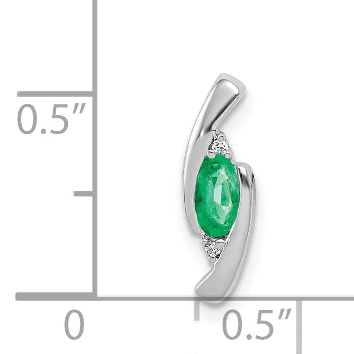 14k White Gold Fancy Diamond and Emerald Pendant-PM5262-EM-001-WA