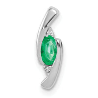 14k White Gold Fancy Diamond and Emerald Pendant-PM5262-EM-001-WA