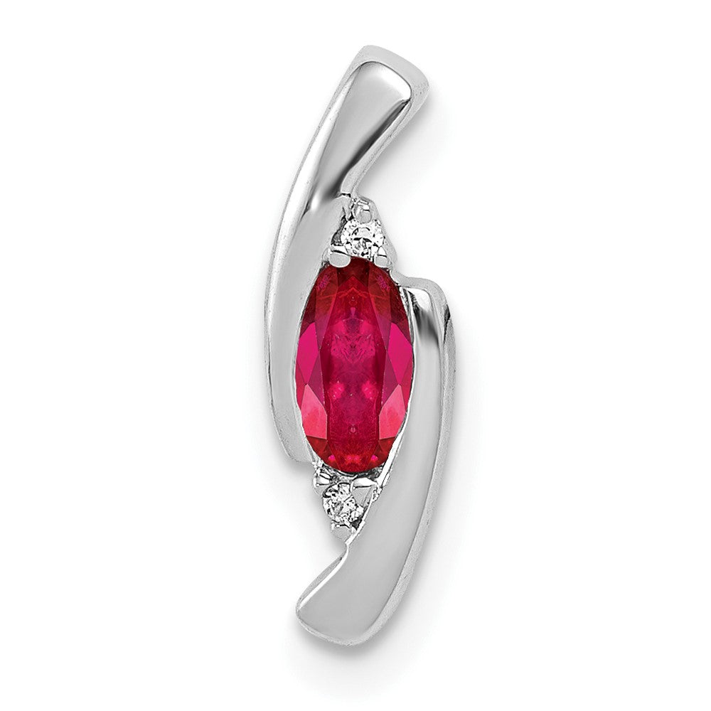 14k White Gold Diamond and .31 Ruby Pendant-PM5262-RU-001-WA