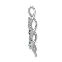 14k White Gold 3-stone Twisted Diamond and Emerald Chain Slide-PM5264-EM-008-WA