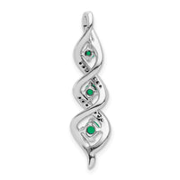14k White Gold 3-stone Twisted Diamond and Emerald Chain Slide-PM5264-EM-008-WA