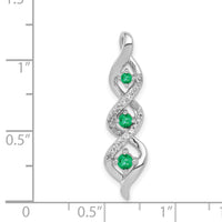 14k White Gold 3-stone Twisted Diamond and Emerald Chain Slide-PM5264-EM-008-WA