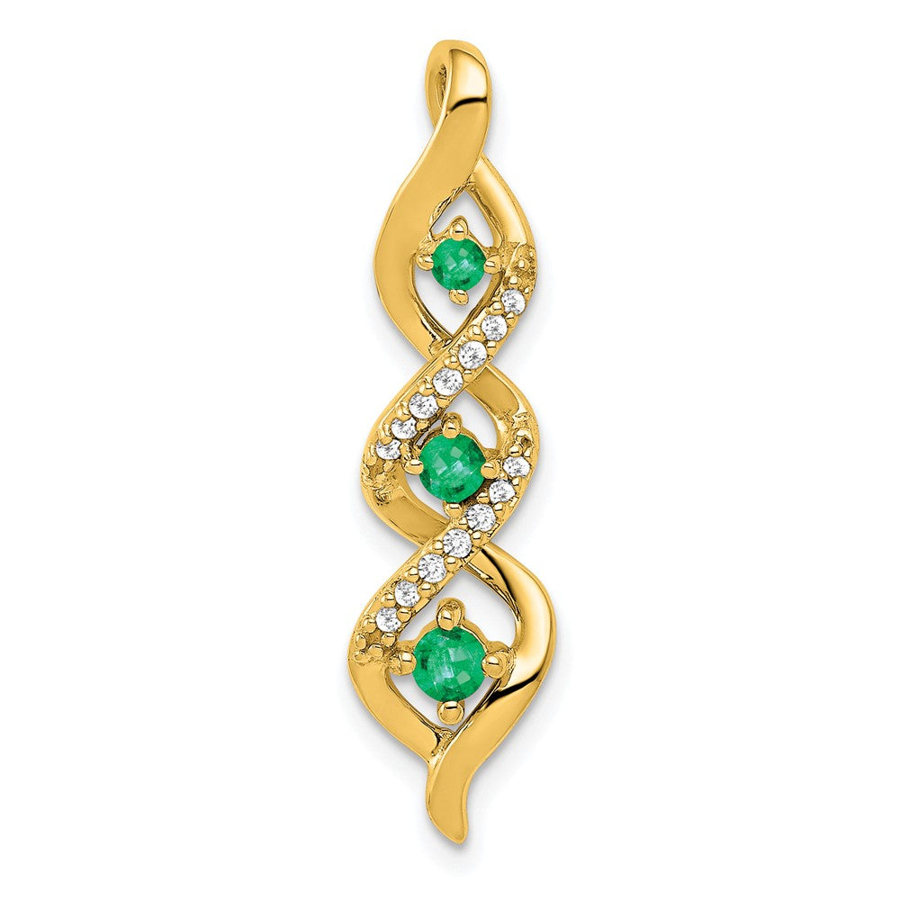 14k 3-stone Twisted Diamond and Emerald Chain Slide-PM5264-EM-008-YA