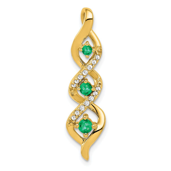 14k 3-stone Twisted Diamond and Emerald Chain Slide-PM5264-EM-008-YA