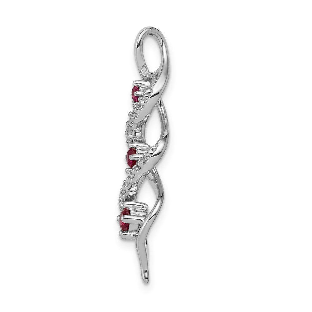 14k White Gold Diamond and .25 Ruby Twisted 3-stone Chain Slide-PM5264-RU-008-WA