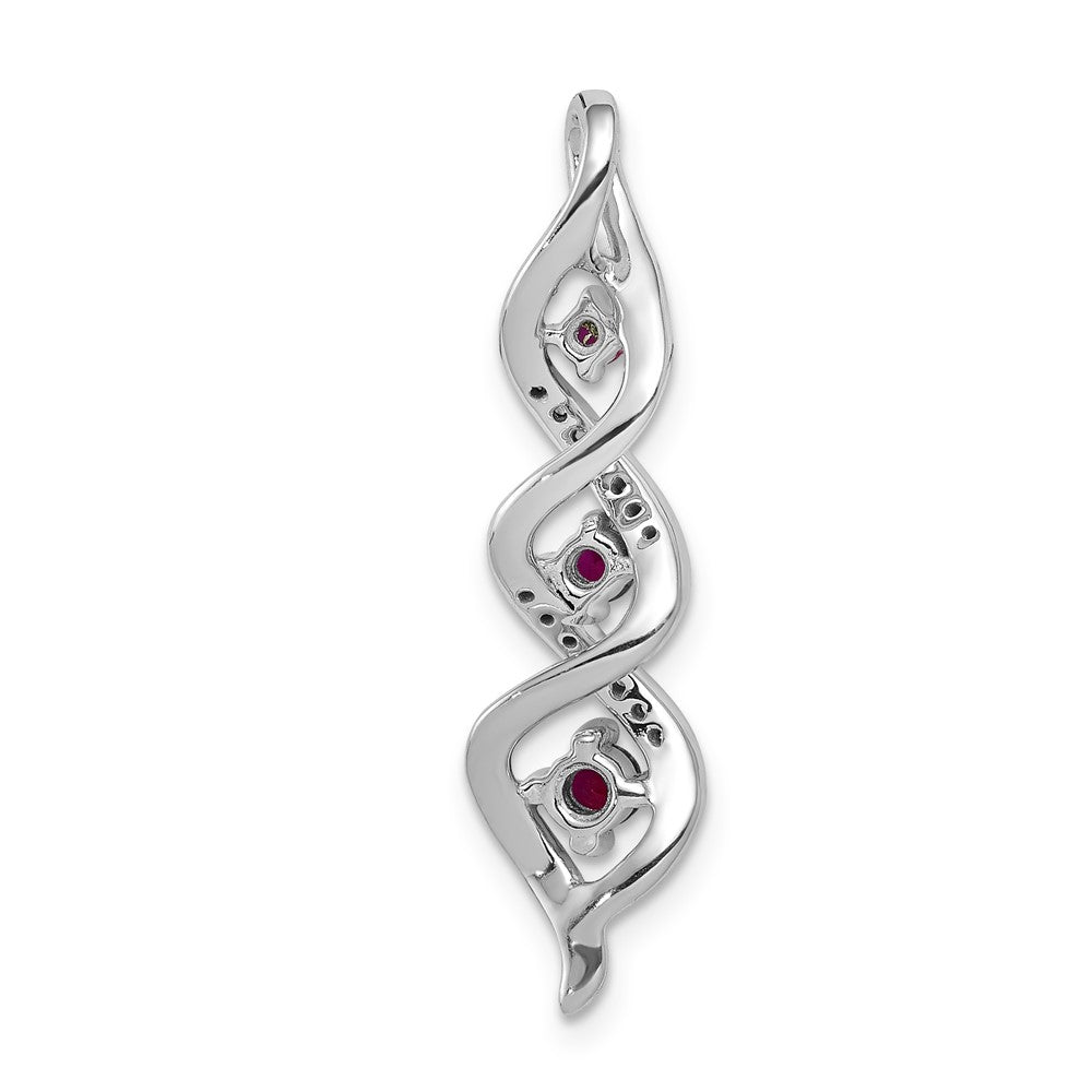 14k White Gold Diamond and .25 Ruby Twisted 3-stone Chain Slide-PM5264-RU-008-WA