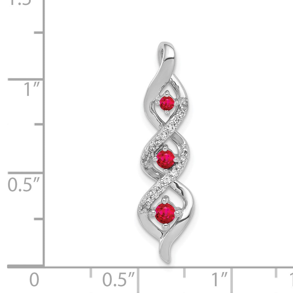 14k White Gold Diamond and .25 Ruby Twisted 3-stone Chain Slide-PM5264-RU-008-WA
