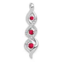 14k White Gold Diamond and .25 Ruby Twisted 3-stone Chain Slide-PM5264-RU-008-WA