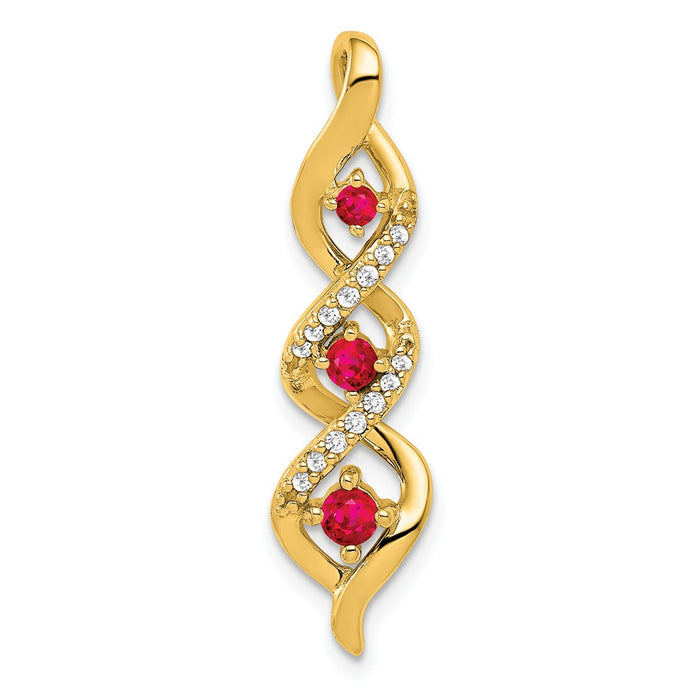 14k Diamond and .25 Ruby Twisted 3-stone Chain Slide-PM5264-RU-008-YA