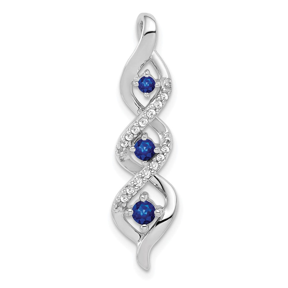 14k White Gold Diamond/.26 Sapphire 3-stone Twisted Chain Slide-PM5264-SA-008-WA