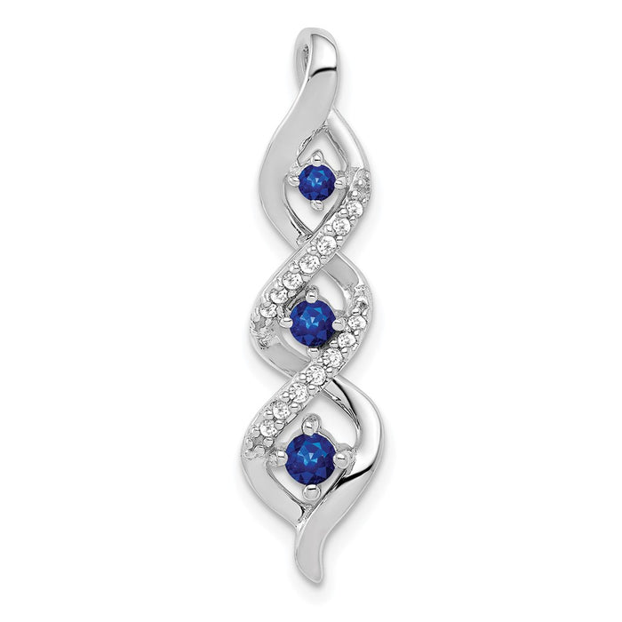14k White Gold Diamond/.26 Sapphire 3-stone Twisted Chain Slide-PM5264-SA-008-WA