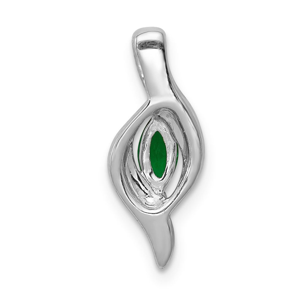 14k White Gold  Diamond and Marquise Emerald Pendant-PM5265-EM-004-WA