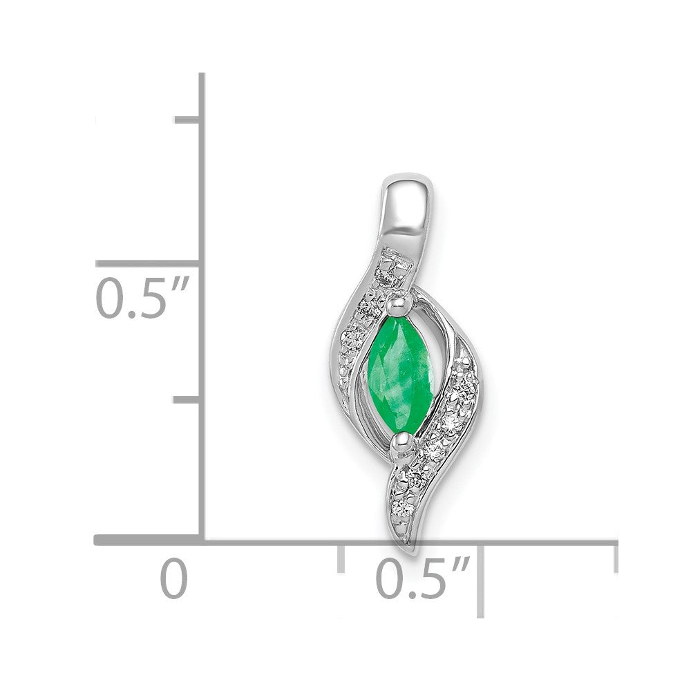 14k White Gold  Diamond and Marquise Emerald Pendant-PM5265-EM-004-WA