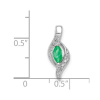 14k White Gold  Diamond and Marquise Emerald Pendant-PM5265-EM-004-WA