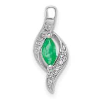 14k White Gold  Diamond and Marquise Emerald Pendant-PM5265-EM-004-WA