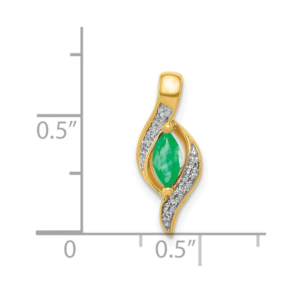 14k Diamond and Marquise Emerald Pendant-PM5265-EM-004-YA