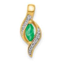 14k Diamond and Marquise Emerald Pendant-PM5265-EM-004-YA
