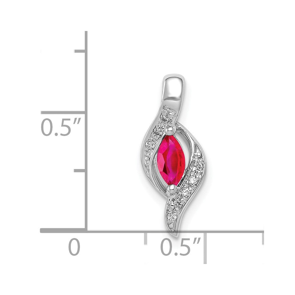 14k White Gold Diamond and Marquise .25 Ruby Pendant-PM5265-RU-004-WA