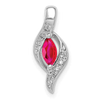 14k White Gold Diamond and Marquise .25 Ruby Pendant-PM5265-RU-004-WA