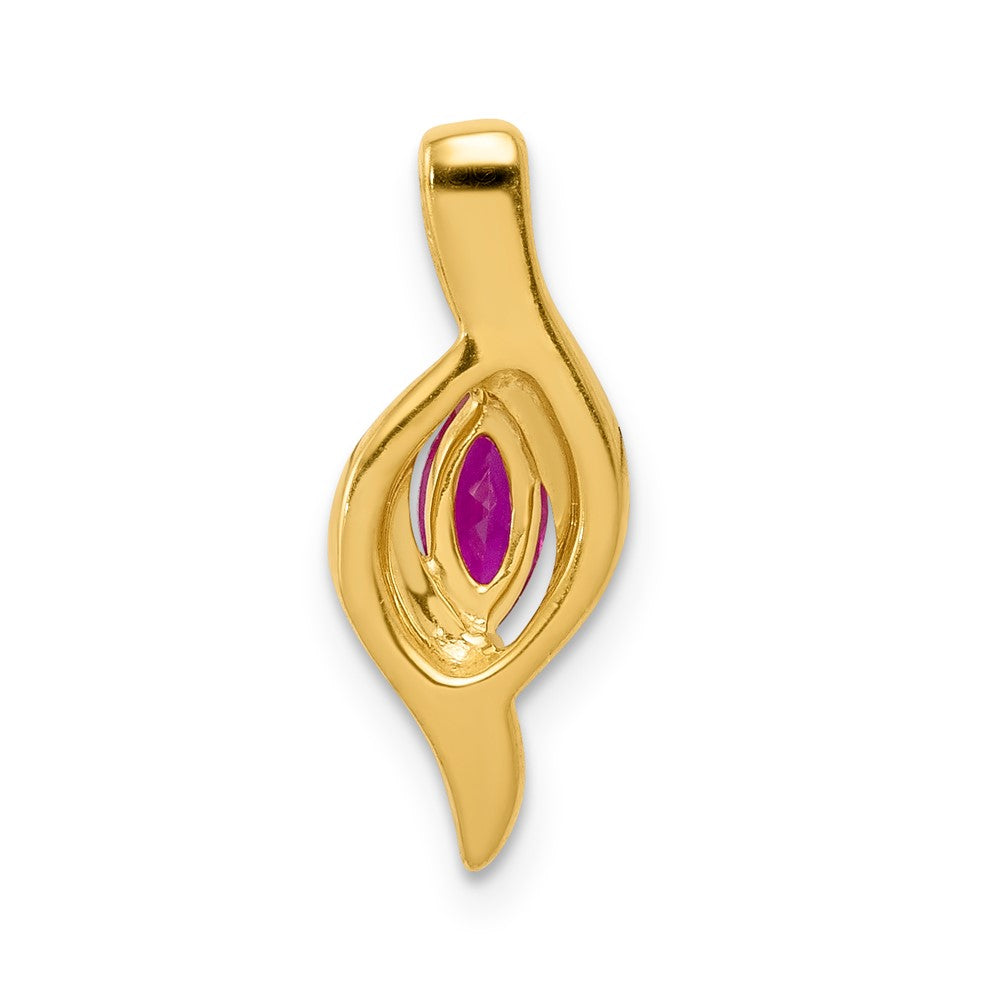 14k Diamond and Marquise .25 Ruby Pendant-PM5265-RU-004-YA