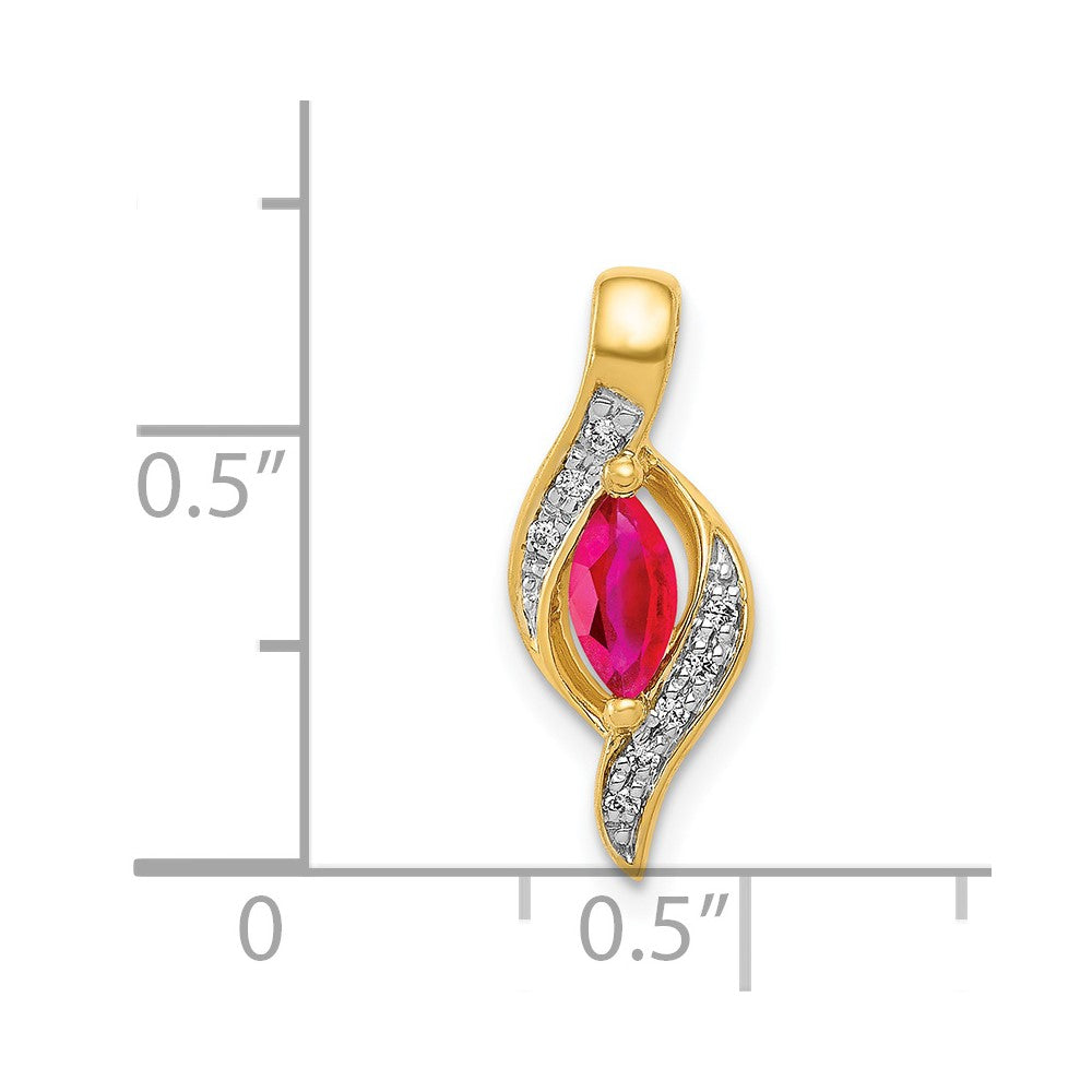 14k Diamond and Marquise .25 Ruby Pendant-PM5265-RU-004-YA