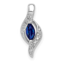 14k White Gold  Diamond and Marquise .29 Sapphire Pendant-PM5265-SA-004-WA