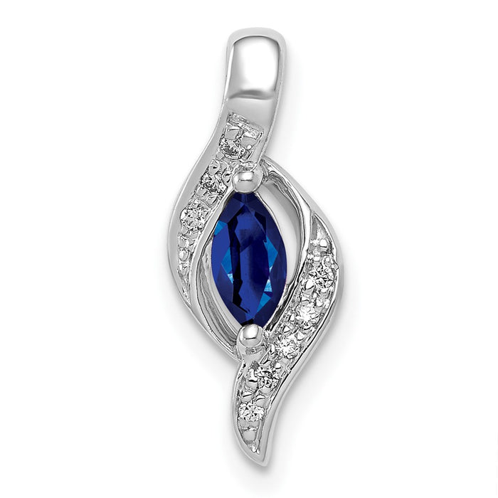 14k White Gold  Diamond and Marquise .29 Sapphire Pendant-PM5265-SA-004-WA