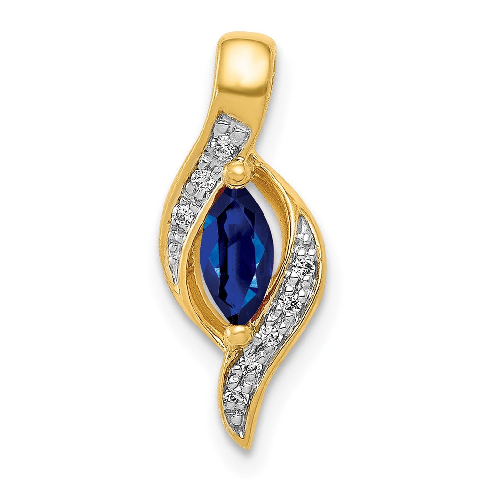 14k Diamond and Marquise .29 Sapphire Pendant-PM5265-SA-004-YA