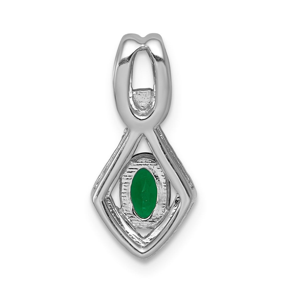 14k White Gold Fancy Diamond and Oval Emerald Pendant-PM5266-EM-010-WA