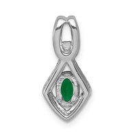 14k White Gold Fancy Diamond and Oval Emerald Pendant-PM5266-EM-010-WA
