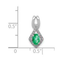 14k White Gold Fancy Diamond and Oval Emerald Pendant-PM5266-EM-010-WA