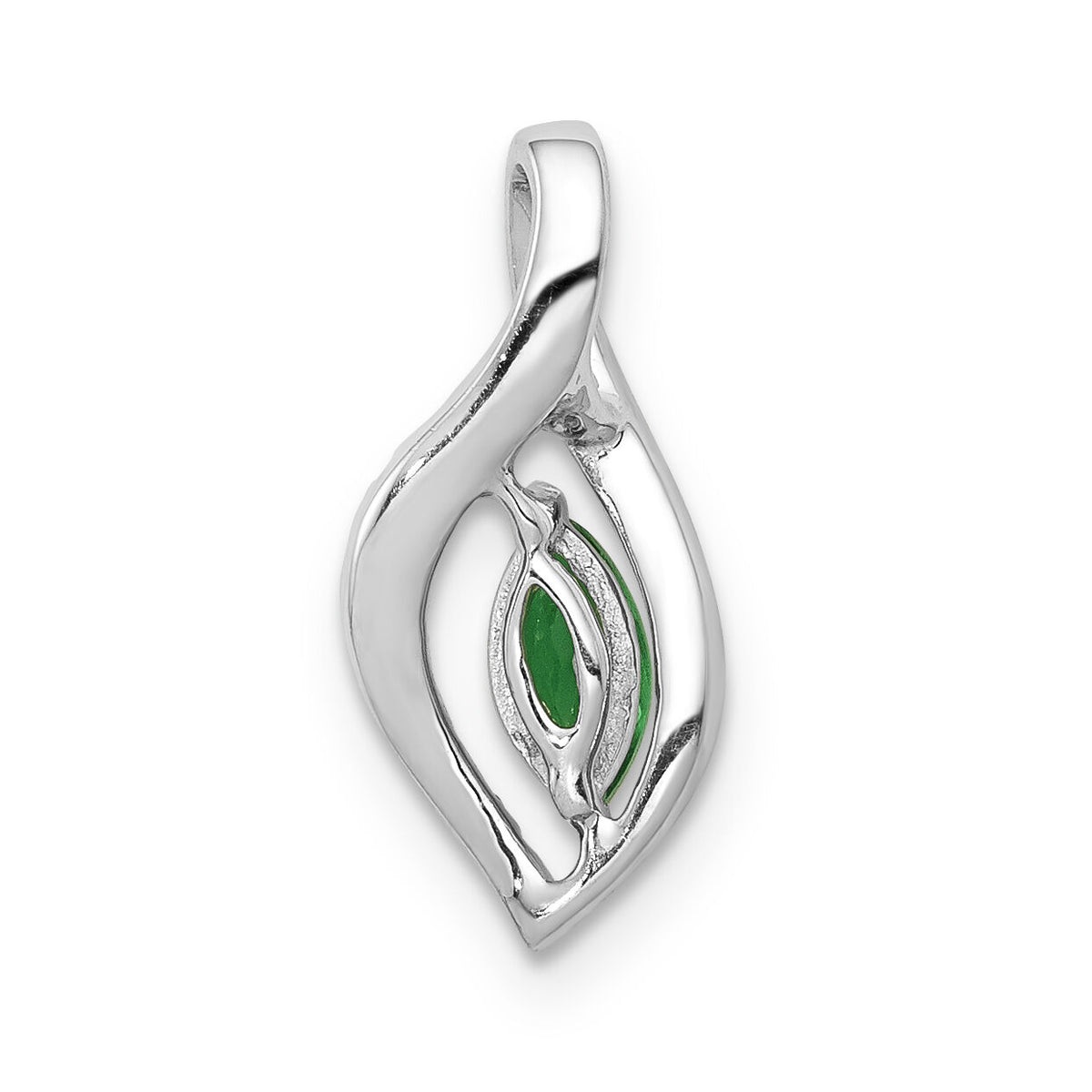 14k White Gold Diamond and Marquise Emerald Pendant-PM5267-EM-005-WA