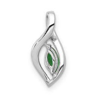 14k White Gold Diamond and Marquise Emerald Pendant-PM5267-EM-005-WA