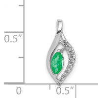 14k White Gold Diamond and Marquise Emerald Pendant-PM5267-EM-005-WA