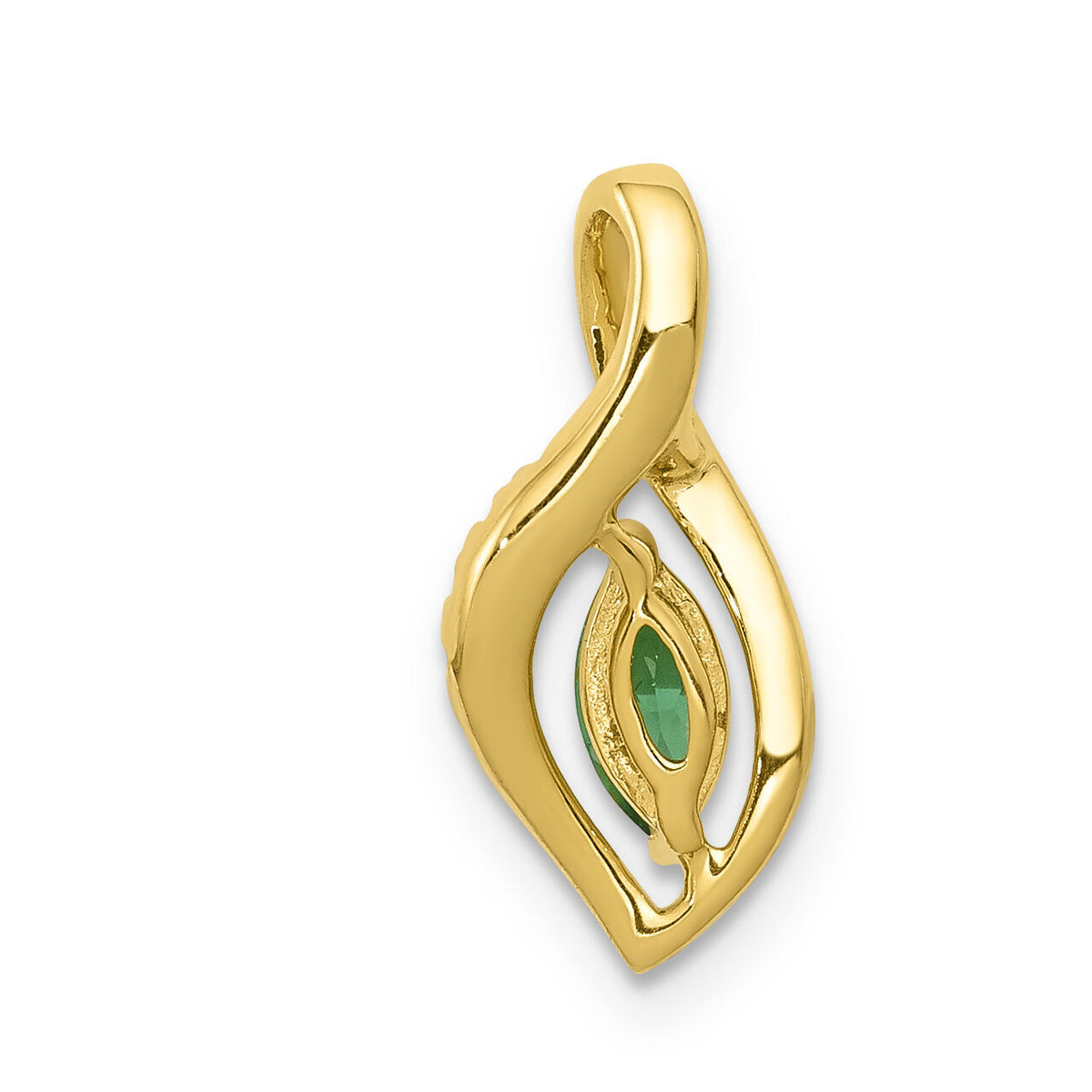 14k Diamond and Marquise Emerald Pendant-PM5267-EM-005-YA