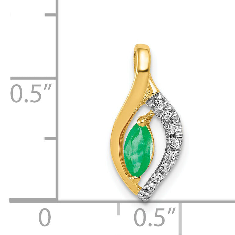 14k Diamond and Marquise Emerald Pendant-PM5267-EM-005-YA