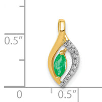 14k Diamond and Marquise Emerald Pendant-PM5267-EM-005-YA