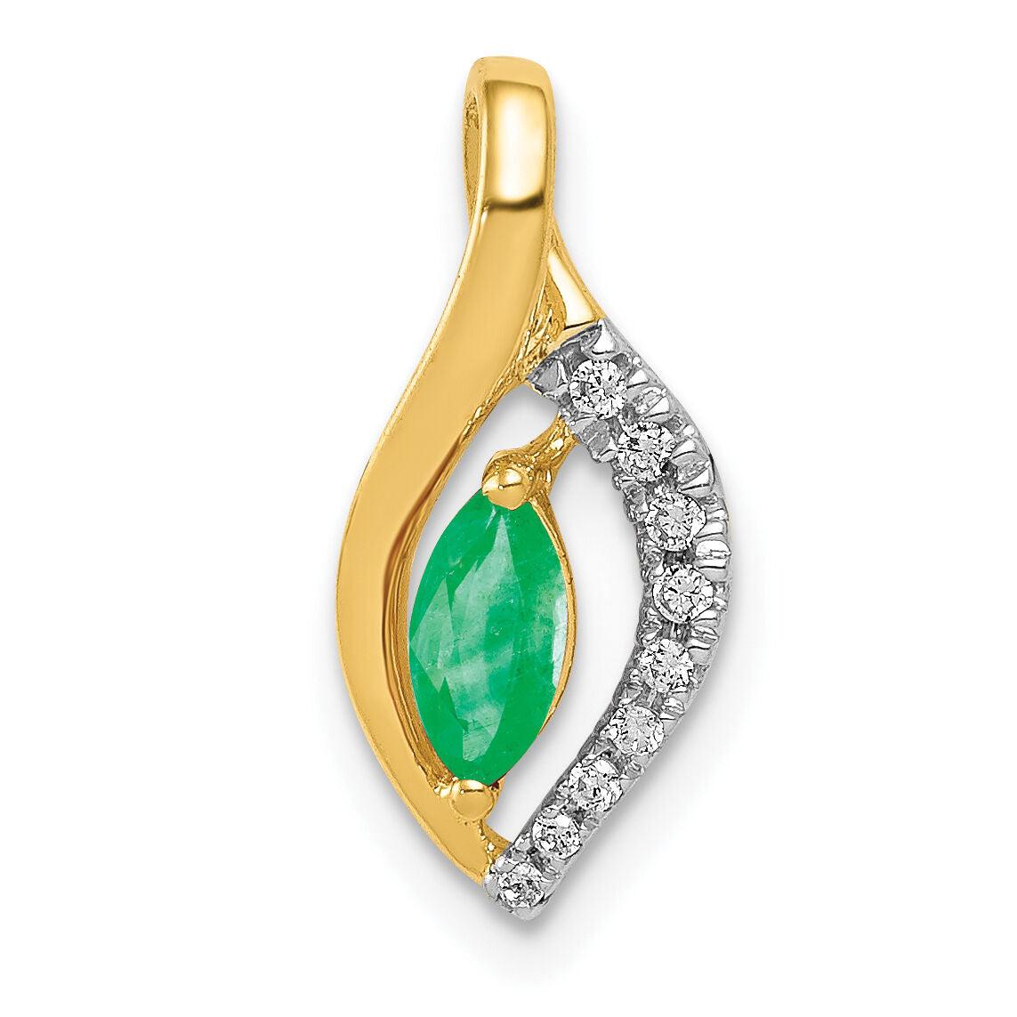 14k Diamond and Marquise Emerald Pendant-PM5267-EM-005-YA