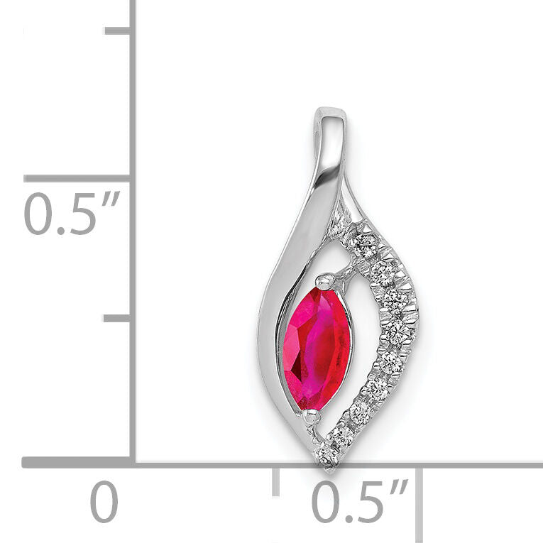14k White Gold Diamond and Marquise .32 Ruby Pendant-PM5267-RU-005-WA