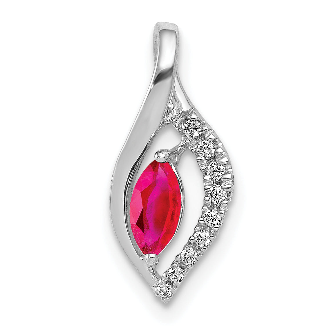 14k White Gold Diamond and Marquise .32 Ruby Pendant-PM5267-RU-005-WA