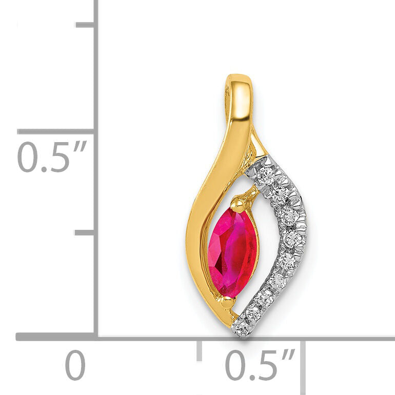 14k Diamond and Marquise .32 Ruby Pendant-PM5267-RU-005-YA