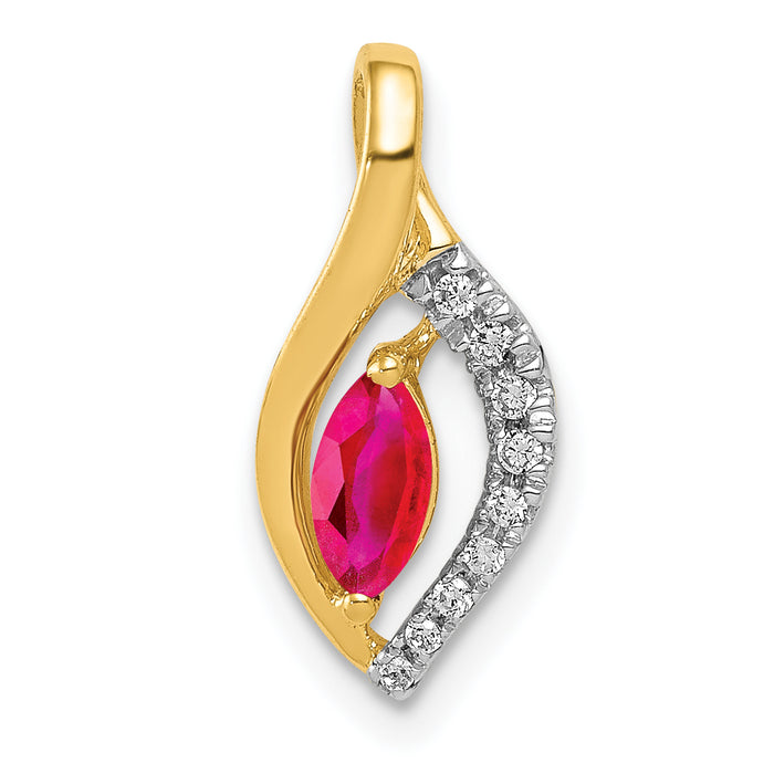 14k Diamond and Marquise .32 Ruby Pendant-PM5267-RU-005-YA