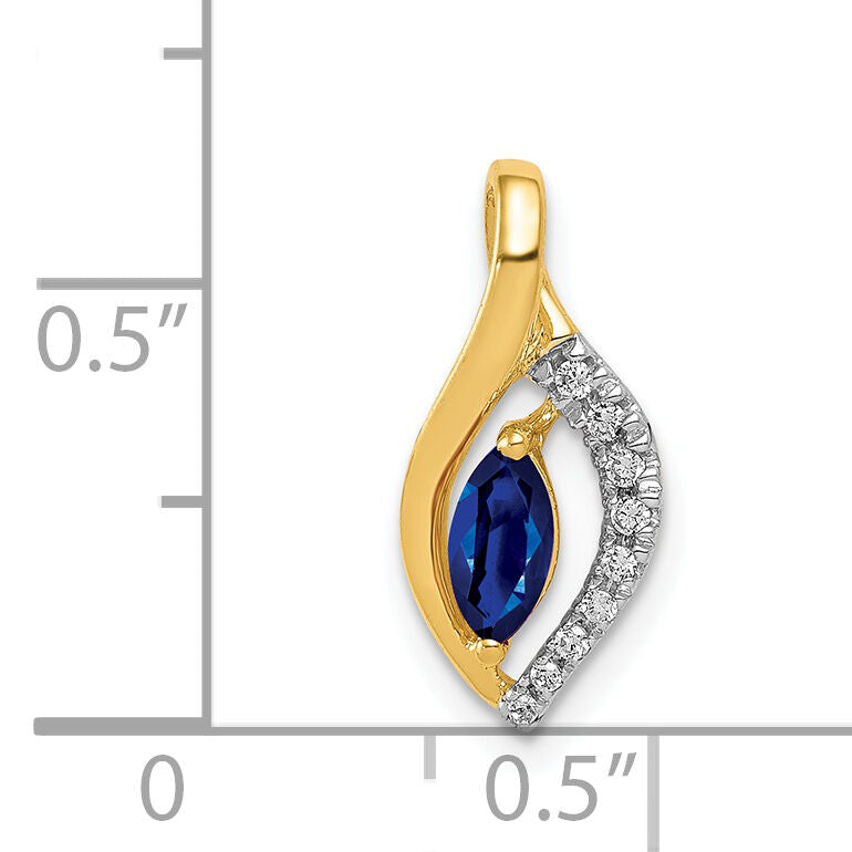 14k Diamond and Marquise .37 Sapphire Pendant-PM5267-SA-005-YA