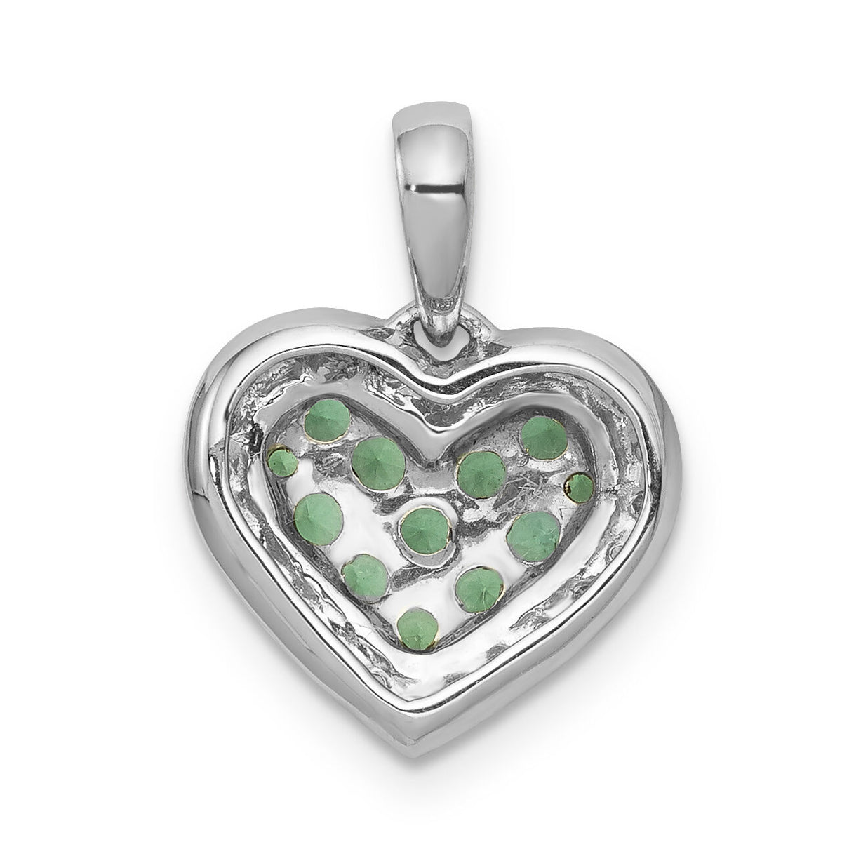 14k White Gold w/Black Rhodium Diamond/Emerald Heart Pendant-PM5268-EM-013-WA