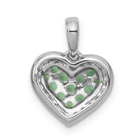 14k White Gold w/Black Rhodium Diamond/Emerald Heart Pendant-PM5268-EM-013-WA