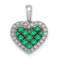 14k White Gold w/Black Rhodium Diamond/Emerald Heart Pendant-PM5268-EM-013-WA