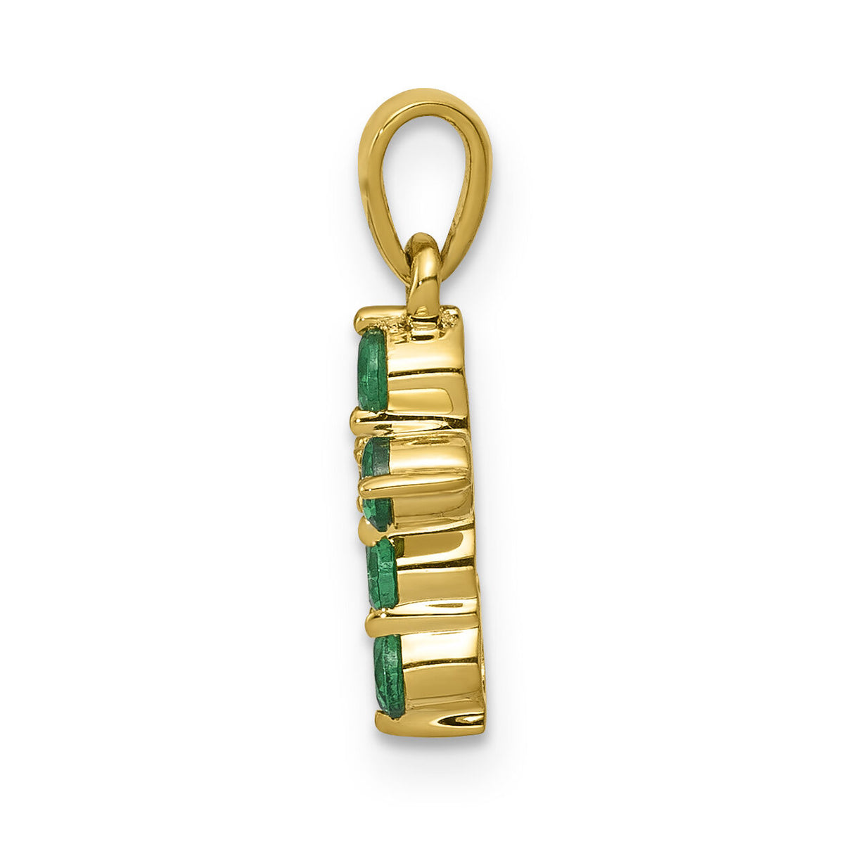 14k Emerald and Diamond Cross Pendant-PM5269-EM-003-YA