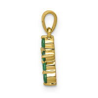 14k Emerald and Diamond Cross Pendant-PM5269-EM-003-YA
