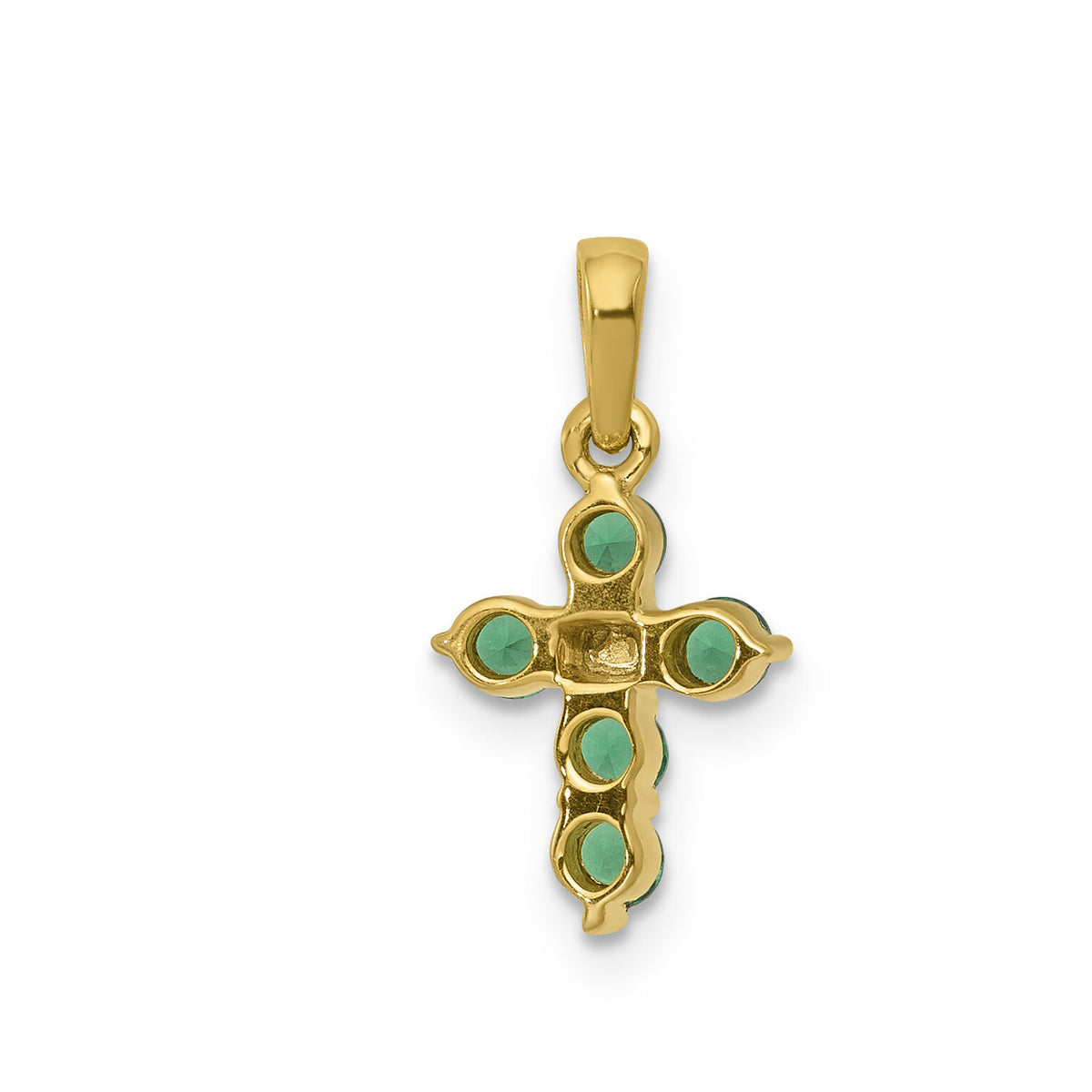 14k Emerald and Diamond Cross Pendant-PM5269-EM-003-YA